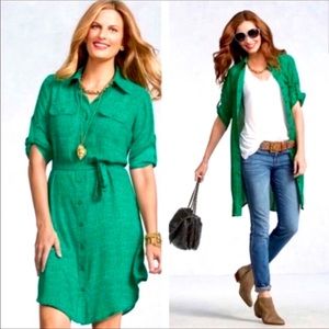 CAbi Emerald Shirt Dress GUC medium